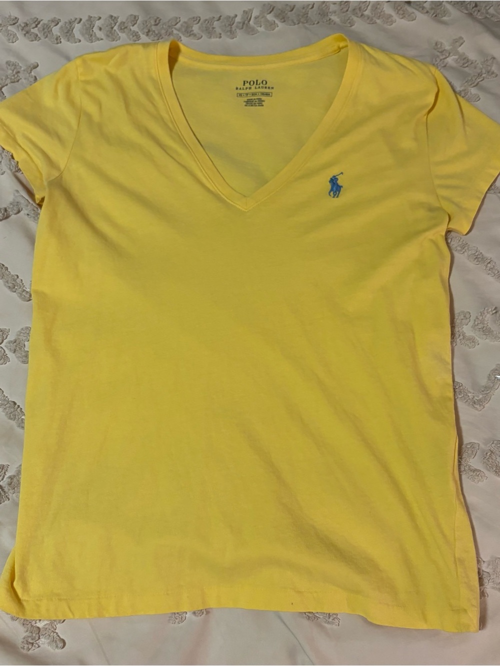 Polo by Ralph Lauren Yellow V-Neck Short Sleeve Tee with Blue Pony